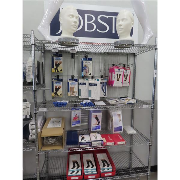 Asst. Compression Socks, Mannequin Busts on Rack