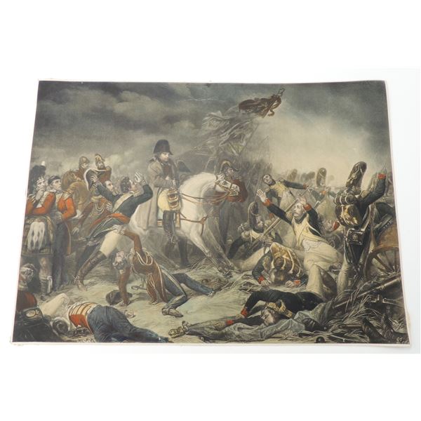 #8 ANTIQUE 1800'S NAPOLEON AT WATERLOO PRINT