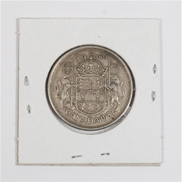 #45 1957 FIFTY CENTS CANADA SILVER COIN 50 CENTS