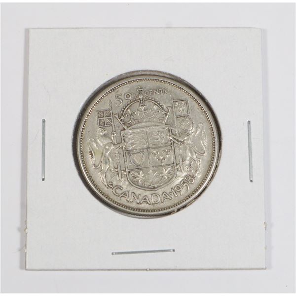 #46 1958 FIFTY CENTS CANADA SILVER COIN 50 CENTS