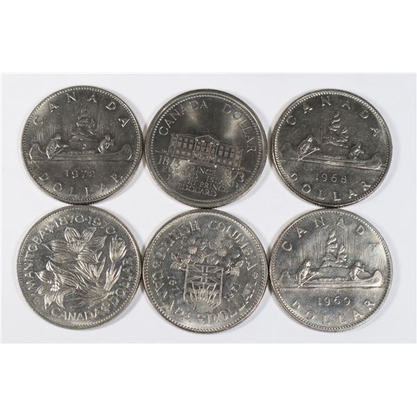 #86 LOT 6 CANADA DOLLARS 1968 TO 1973 ASSORTED
