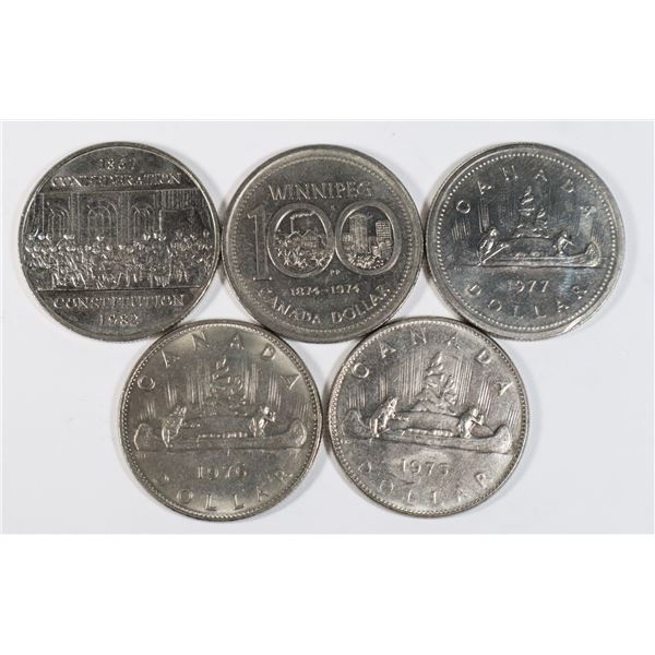 #87 LOT 5 CANADA DOLLARS 1974 TO 1982 ASSORTED