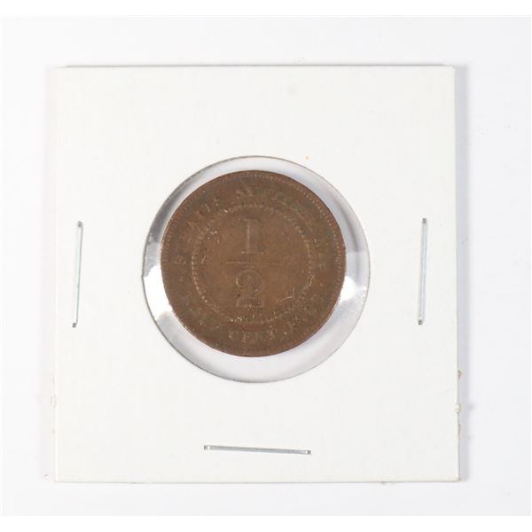 #89 STRAITS SETTLEMENT 1883 HALF CENT COIN QUEEN