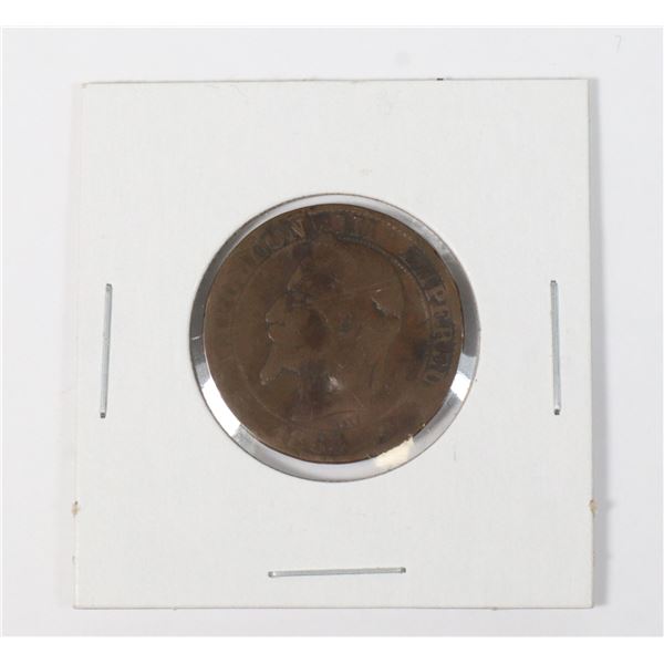 #94 1864 FRENCH EMPIRE ONE CENTIMES COIN