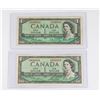 Image 1 : #116 LOT OF 2 1954 CANADA ONE DOLLAR BILLS NOTES