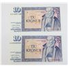 Image 1 : #156 1961 ICELAND 10 KRONUR LOT 2 PAPER MONEY BILL