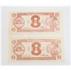 Image 2 : #184 2 MEDICINE HAT COIN CLUB 8 CENT PAPER BILLS