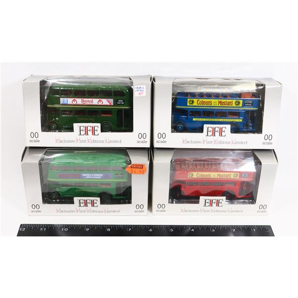 #501 LOT OF 4 EFE BRITISH DOUBLE DECKER BUS