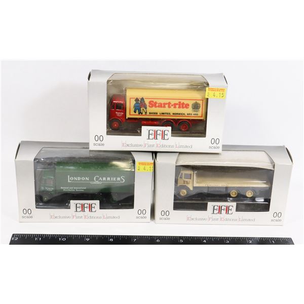 #502 LOT OF 3 EFE OO SCALE ADVERTISING TRUCKS