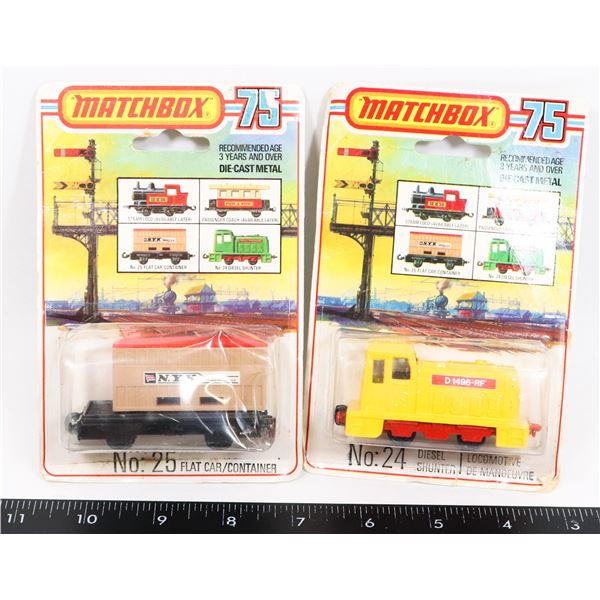 #525 MATCHBOX 75 LOT OF 2 TRAIN CARS #24 #25 1976
