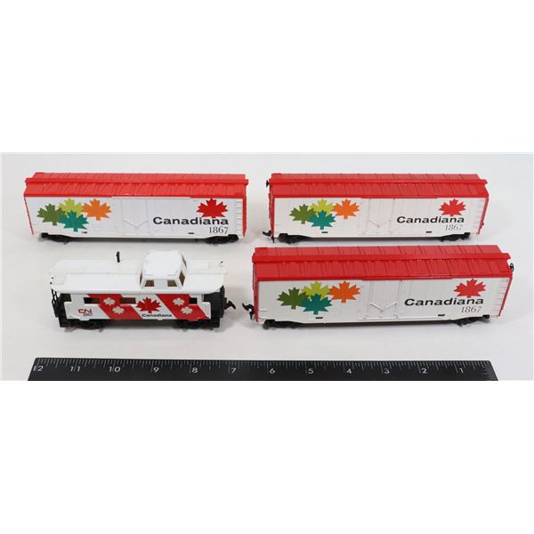 #586 LOT OF 4 CANADIANA 1867 HO SCALE TRAIN CARS