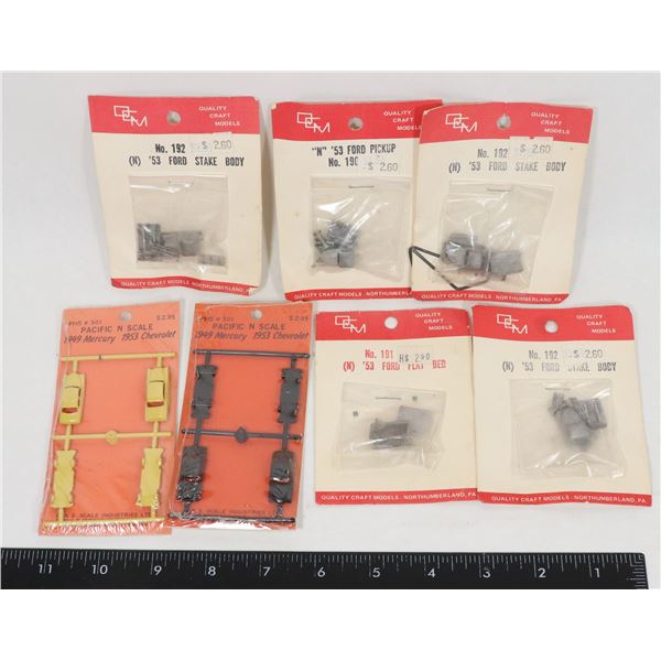 #608 NOS LOT OF 7 QCM N SCALE CAR KITS SEALED