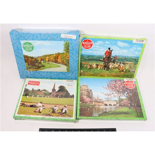 #615 NOS VICTORY LOT OF 4 WOODEN JIGSAW PUZZLES
