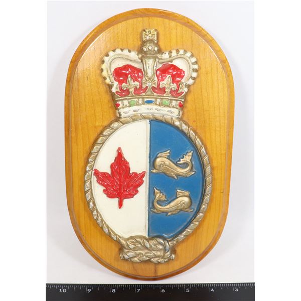 #721 METAL WOOD ROYAL CANADIAN NAVY PLAQUE