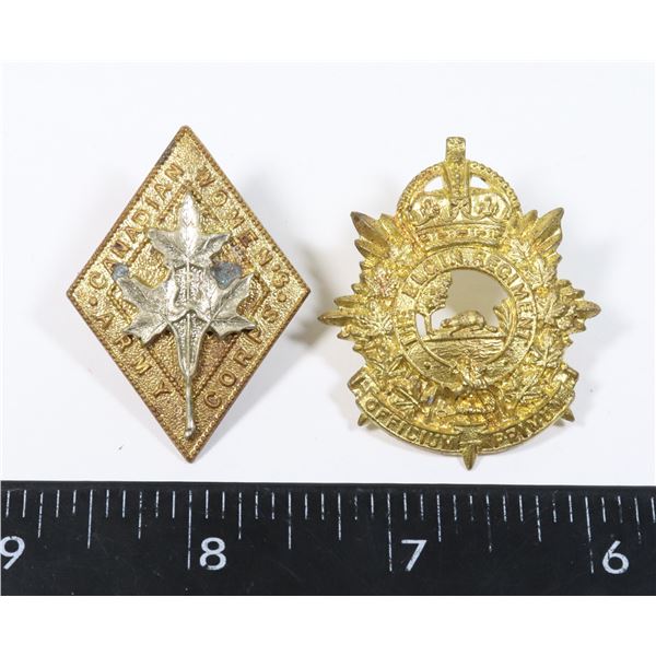 #793 WW2 CANADIAN CAP BADGE LOT INC CWAC AND