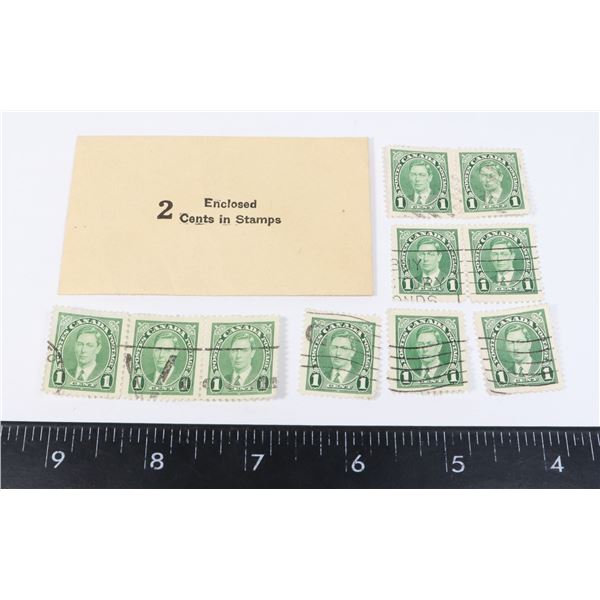 #797 WW2 LOT OF 10 KING GEORGE VI CANADIAN STAMPS