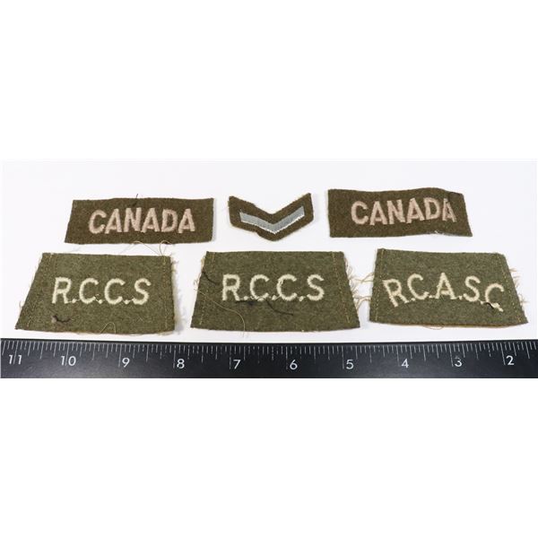 #799 WW2 CANADIAN LOT OF 6 CLOTH INSIGNIA INC.