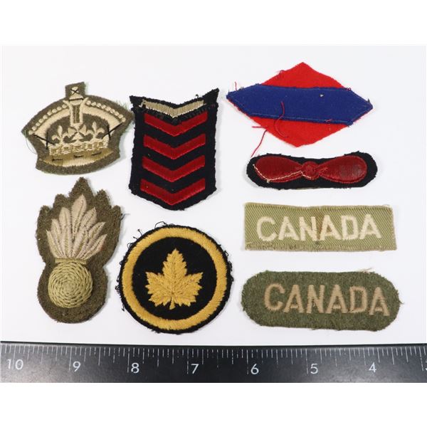 #800 WW2 CANADIAN LOT OF 8 CLOTH INSIGNIA INC HQ