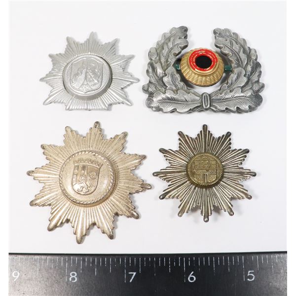 #824 GERMAN POLICE CAP BADGE INSIGNIA LOT OF 4