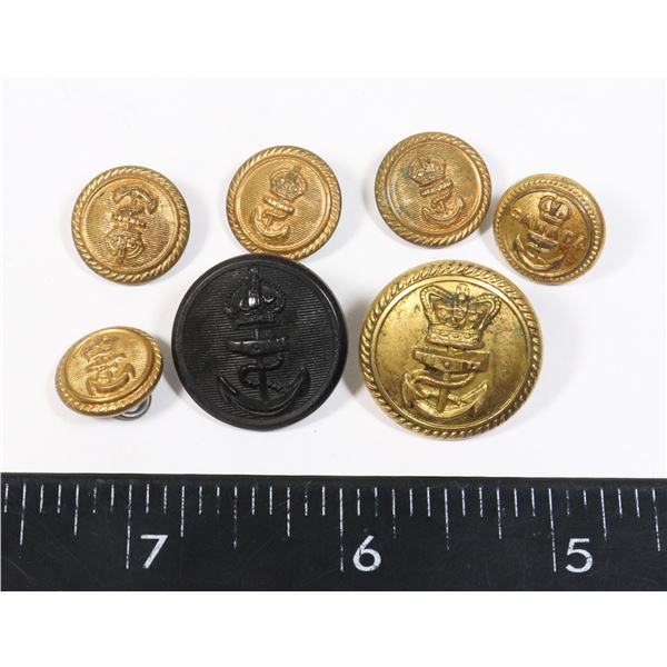 #833 WW1 WW2 ASSORTED NAVY BUTTONS LOT OF 7