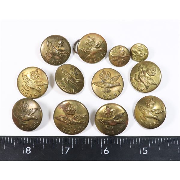 #834 WW2 ROYAL CANADIAN AIR FORCE 12 BUTTON LOT