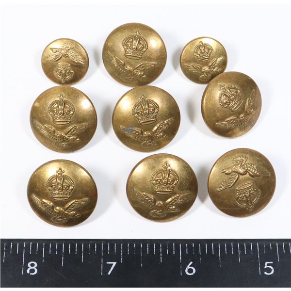 #835 WW2 ROYAL AIR FORCE LOT OF 9 BUTTONS