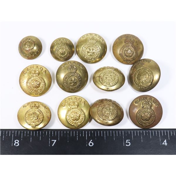 #836 WW2 CANADIAN MILITARY 12 BUTTON LOT