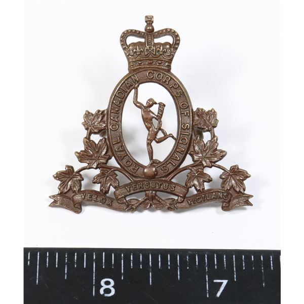 #852 ROYAL CANADIAN CORPS OF SIGNALS CAP BADGE