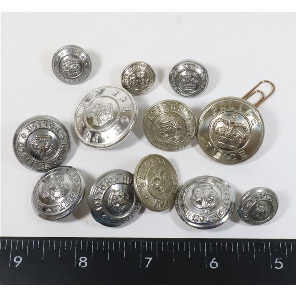 #922 VINTAGE LOT OF 12 POLICE BUTTONS 20TH CENTURY