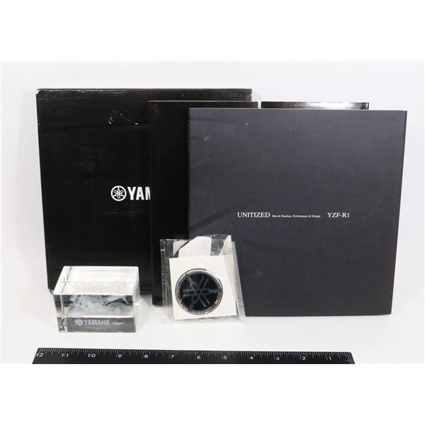 #1125 PROMOTIONAL YAMAHA MOTORCYCLE GLASS DISPLAY