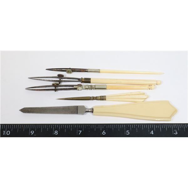 #1218 LOT OF ANTIQUE INSTRUMENTS BONE 1800'S
