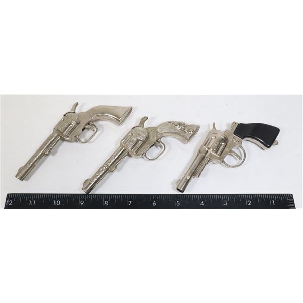 #1255 LOT OF 3 SMALL CAP GUN TOYS COWBOY SMOKY