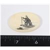 Image 2 : #1261 SCRIMSHAW BROACH W/ MINATURE EASEL SIGNED