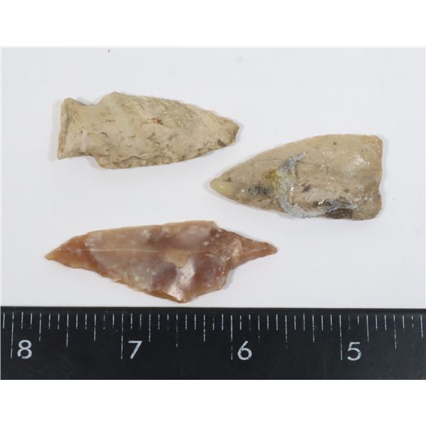#1263 LOT OF 3 ANTIQUE ARROW HEADS LARGE SIZE