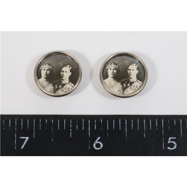 #1266 KING GEORGE VI BUTTON PHOTO PINS LOT OF 2