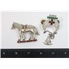 Image 1 : #1270 VINTAGE PINS BROACH SHINERS INCLUDING HORSE