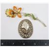 Image 1 : #1271 LOT OF 2 VINTAGE COSTUME JEWELRY PIN BROACH