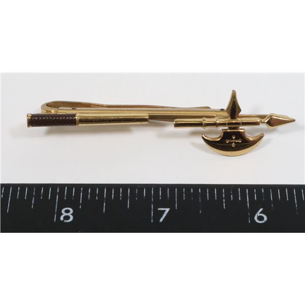 #1287 VINTAGE TIE CLIP MEDIEVAL AXE HICKOK USA