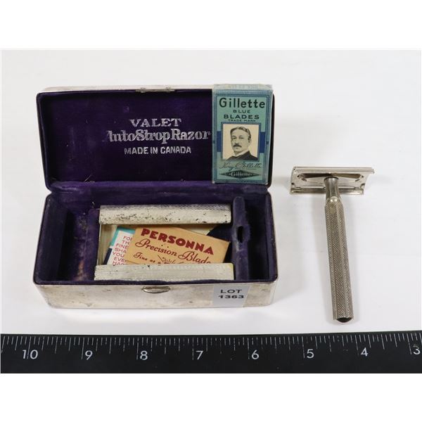 #1363 CANADIAN RAZOR BOX W/ ASSORTED RAZORS