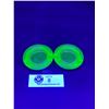 Image 2 : 2 Vintage Uranium Glass Furniture Carpet Coasters. Approx. 2.75" Diam