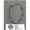 Image 2 : Vintage Sterling Silver w/Pink Crystal Beads Bracelet
