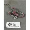 Image 2 : Huge Vintage Rhinestone Lobster Pendant w/ Chain Necklace