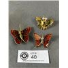 Image 1 : 3 Vintage Butterfly Brooches