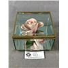 Image 1 : Gorgeous Vintage Bevelled Glass & Brass Box w/ Flower. Made In Italy