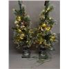 Image 2 : 2 Decorative Potted Artificial Trees w/ Clear Lights. In Working Condition. NO SHIPPING. Approx. 42"