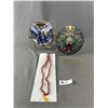 Image 1 : New Genuine 108 Beads Rudraksha Necklace, Peacock Display & Archangel Michael Display. All Retail $4