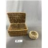 Image 3 : Basket Lot - Woven Loral Sweet Grass, Wine Bottle & Other
