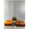 Image 1 : Decorative Trinket Box w/ Latch Approx. 5.5" H x 7" x 4" & 2 Wood Storage Boxes. Approx. 10" x 6.5" 