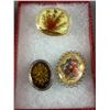 Image 3 : Vintage Dried Flower Art In Framed 10" Diam. Dome & 3 Lovely Brooches