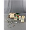 Image 1 : Vintage Push Button Telephone, Band-aid Tin, Johnson's Baby Powder Tins & More